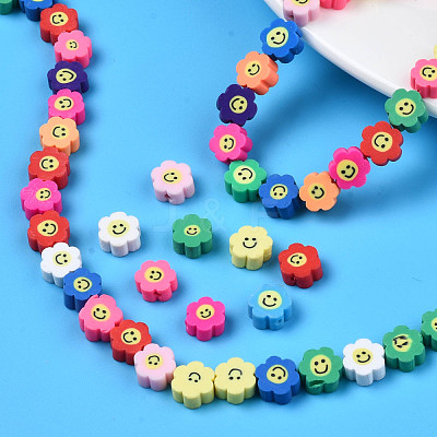 Handmade Polymer Clay Bead Strands CLAY-N006-73-1