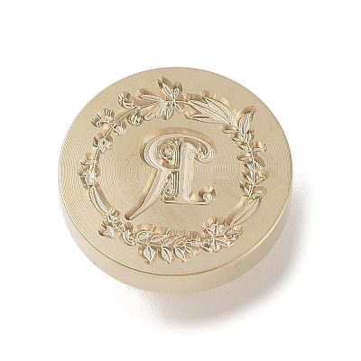 Golden Tone Wax Seal Brass Stamp Head DIY-B079-01G-R-1