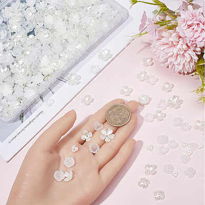 600PCS 6Style ABS Plastic Imitation Pearl Bead Caps OACR-SC0001-30-1