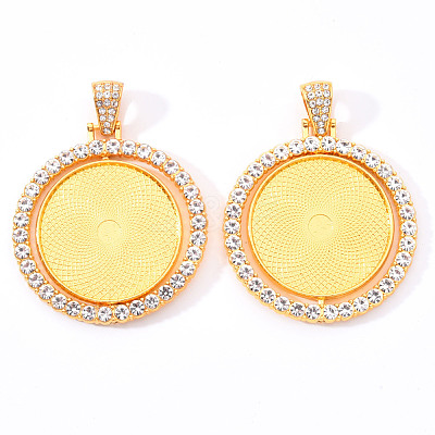 Alloy Pendant Cabochon Settings PALLOY-S107-005G-RS-1
