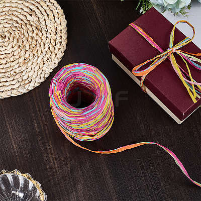 6 Colors Raffia Paper Cords OCOR-WH0063-110A-1