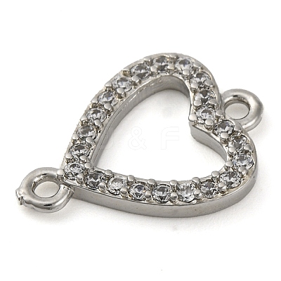 Brass Micro Pave Clear Cubic Zirconia Heart Links Connector Charms KK-A230-03A-P-1