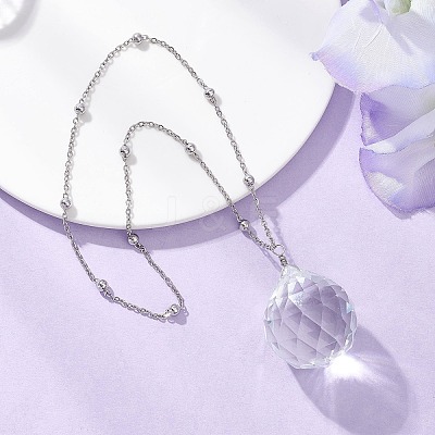Glass Round Window Hanging Suncatchers HJEW-JM04522-02-1