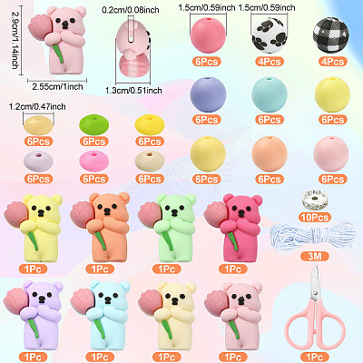 112Pcs 26 Styles Silicone Beads SIL-YW0002-37-1