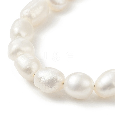 Natural Baroque Pearl Beaded Necklace & Bracelet with 304 Stainless Steel Paperclip Chains SJEW-JS01262-1