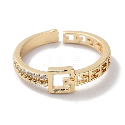 Brass Micro Pave Cubic Zirconia Cuff Rings RJEW-G310-09G-1