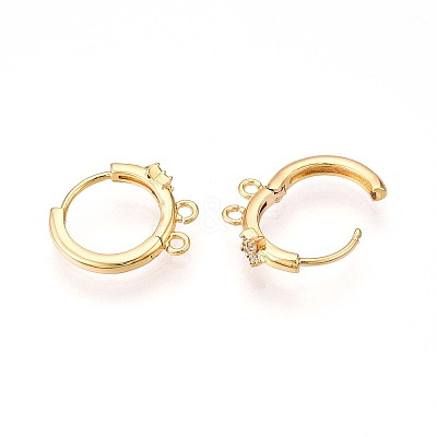 Brass Micro Pave Cubic Zirconia Hoop Earring Finding KK-N261-46G-1