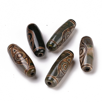 Tibetan Style dZi Beads TDZI-E004-01-1