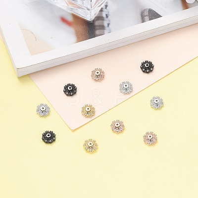 Multi-Petal Brass Micro Pave Cubic Zirconia Bead Caps ZIRC-F088-038-M-1