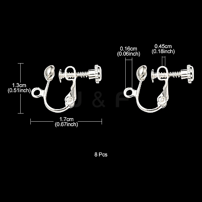 Rack Plated Brass Screw Clip-on Earring Findings KK-YW0001-10S-1