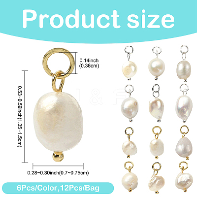12Pcs 2 Colors Grade B Natural Cultured Freshwater Pearl Charms FIND-YW0004-29-1