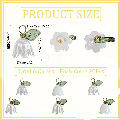 20 Sets White Lily Flower Charms & Flora Leaves Beads FIND-SC0010-77-1