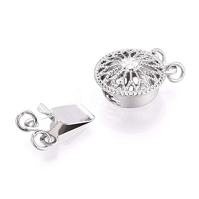 Rack Plating Flower Brass Box Clasps KK-QA183-99P-1