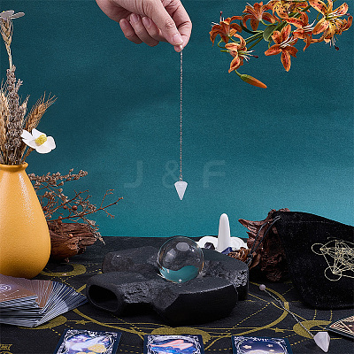 4Pcs 4 Styles Natural Blue Spot Jasper & Rose Quartz & Amethyst & Quartz Crystal Dowsing Pendulums NJEW-ME0001-20-1