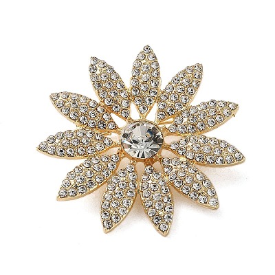 Flower Rhinestone Brooch JEWB-G040-08G-01-1