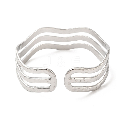 Non-Tarnish 304 Stainless Steel Wave Open Cuff Bangles BJEW-L682-008P-1
