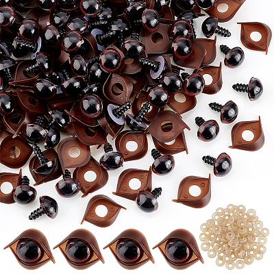 Half Round Plastic Craft Safety Eyes & Eyelid Sets DOLL-WH0002-12B-1