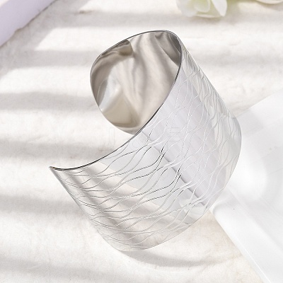 316L Surgical Stainless Steel Cuff Bangles BJEW-D454-01D-P-1