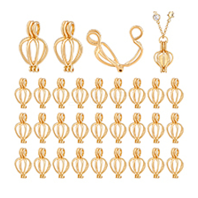 30Pcs Hollow Out Alloy Bead Cage Pendants KK-PH0014-14G-1