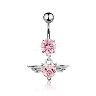 Piercing Jewelry Stainless Steel Micro Pave Cubic Zirconia Split Navel Ring Belly Rings WG4019F-03-1