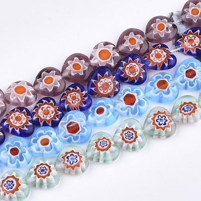 Handmade Millefiori Lampwork Beads Strands LAMP-S191-19A-M-1