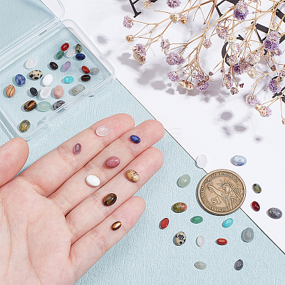 48Pcs 24 Styles Natural Mixed Gemstone Cabochons G-PH0002-54-1
