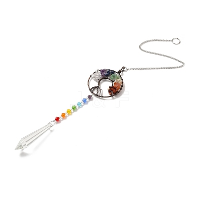Chakra Theme Gemstone Pendant Decoration AJEW-P098-17P-1