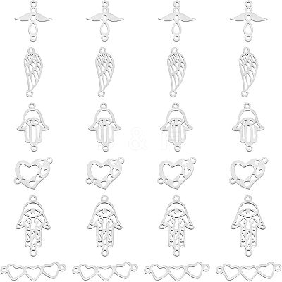 24Pcs 6 Style 201 Stainless Steel Links Connectors STAS-FH0001-49-1