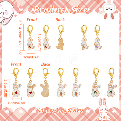 Alloy Enamel Rabbit Pendant Locking Stitch Markers HJEW-AB00030-1