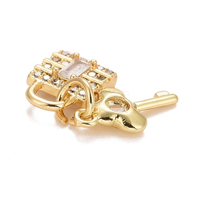 Rack Plating Brass Cubic Zirconia Pendants Findings KK-E275-21G-1