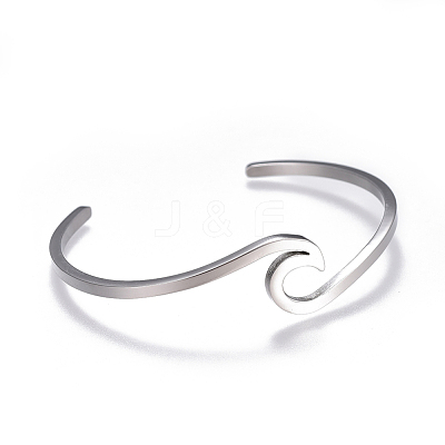 Tarnish Resistant 304 Stainless Steel Cuff Bangles BJEW-G611-01P-1