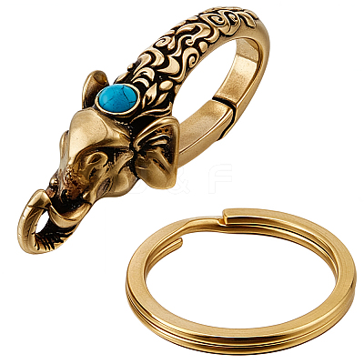 Elephant Brass Synthetic Turquoise Lobster Claw Clasps KK-WH20002-20C-1