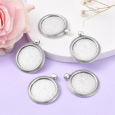 Tibetan Style Alloy Pendant Cabochon Settings TIBEP-N003-71AS-1