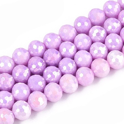 Anti-Tarnish Electroplate Glass Beads Strands GLAA-N056-8mm-03-1
