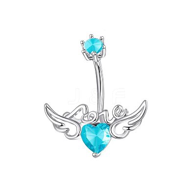 304 Stainless Steel Pave Cubic Zirconia Curved Barbell Belly Rings FS-WG6D7D2-05-1