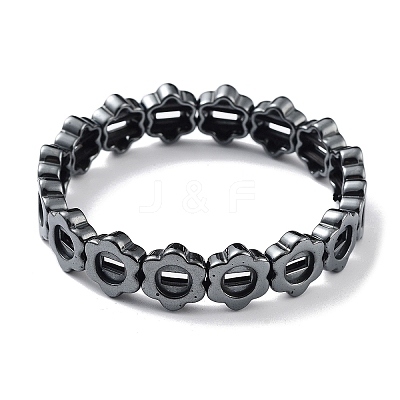 Non-Magnetic Synthetic Hematite Beaded Stretch Bracelets BJEW-H589-02A-1