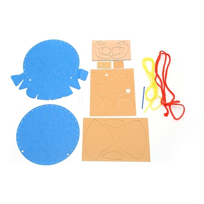 The Earth Day Theme DIY Non Woven Cloth Cartoon Earth-shaped Bag Kits DIY-WH0001-40-1