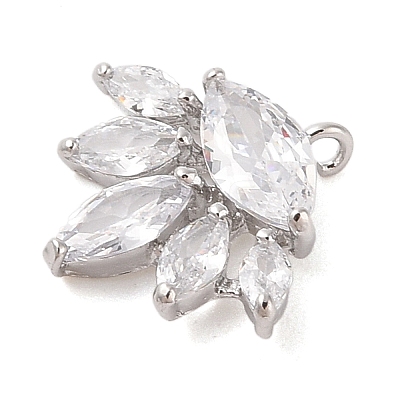 Brass Inlay Clear Glass Pendants KK-S388-22P-1
