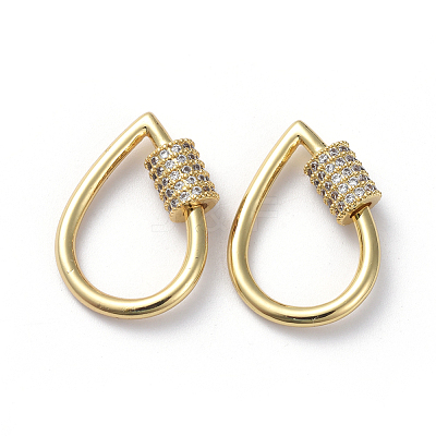 Brass Micro Pave Cubic Zirconia Screw Carabiner Lock Charms ZIRC-G160-20G-1