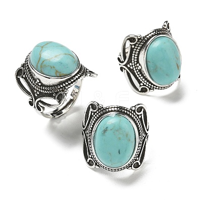 Synthetic Turquoise Adjustable Rings RJEW-I108-02AS-10-1