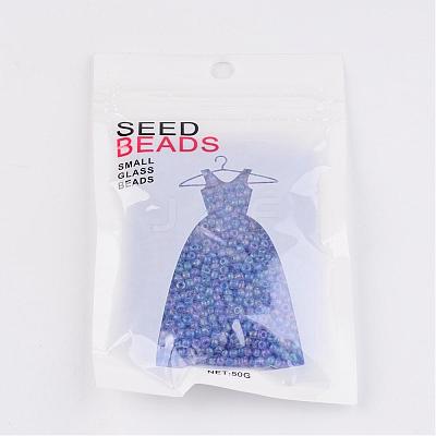 Round Transparent Colors Rainbow Glass Seed Beads X-SEED-A007-3mm-166-1