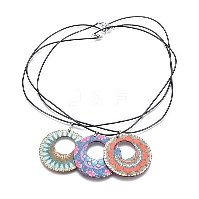 Wood Pendant Necklaces NJEW-JN02326-M-1