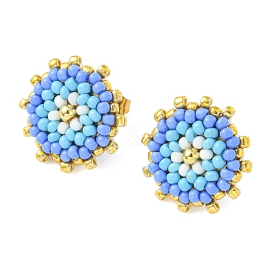 Glass Seed Bead Stud Earrings EJEW-MZ00741-02-1