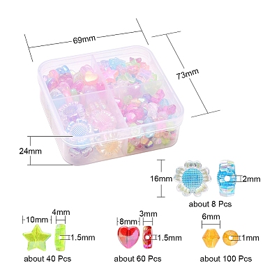4 Style Transparent Acrylic Beads MACR-YW0001-61-1