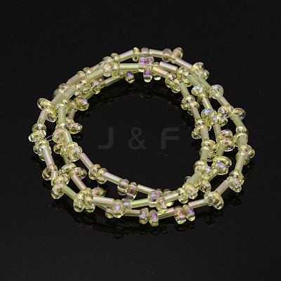 2 Hole Electroplate Glass Oval Bead Strands EGLA-J074-FR04-1