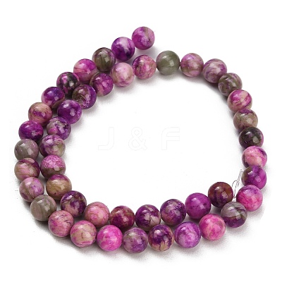 Dyed Natural White JadeImitation Charoite Smooth Round Beads Strands GG-CBA3334-A01-8mm-A-1