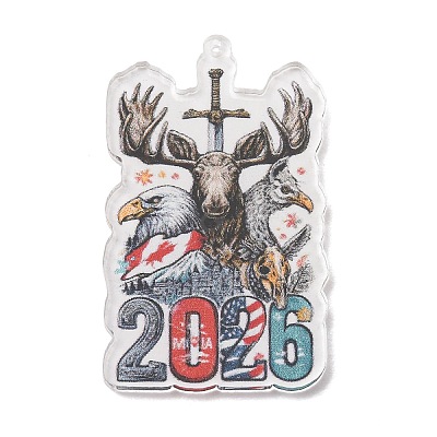 Football Theme Printed Transparent Acrylic Pendants OACR-B055-03B-1