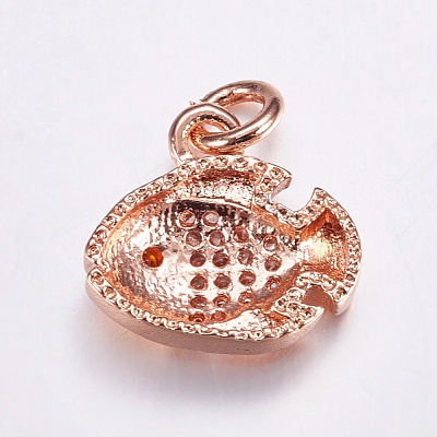 Brass Micro Pave Cubic Zirconia Charms ZIRC-G125-78RG-1
