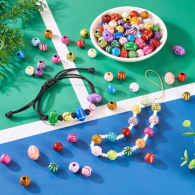 120Pcs 6 Styles Acrylic Beads OACR-TA0003-78-1