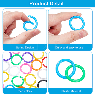 400Pcs 10 Colors PE Loose Leaf Book Binder Hinged Rings AJEW-GO0004-52-1